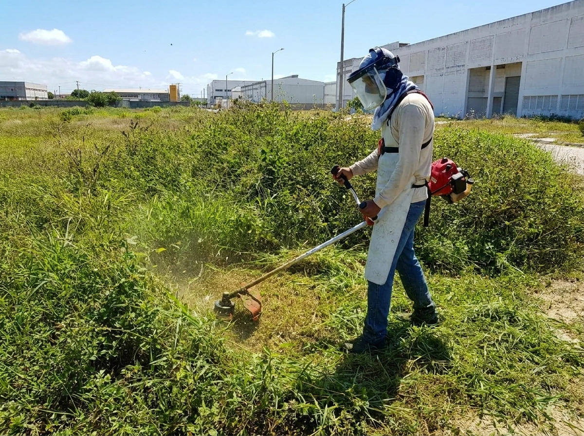 cortando césped