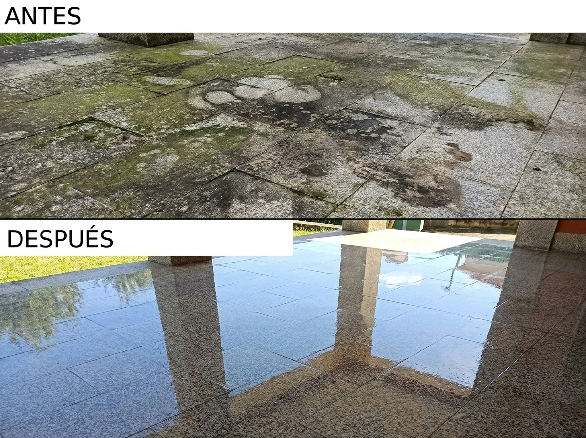 antes y después de pisos pulidos